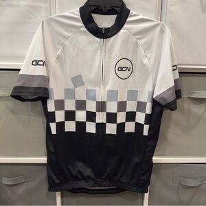 GCN Full Zip Short Sleeve Cycling Jersey L Black White